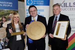Pictured (left to right) are Head of HR at Lagan Construction Group, Tracey McCabe, Stephen Farry MLA and Minister for Department of Employment and Learning, and CEO of Lagan Construction Group, Colin Loughran