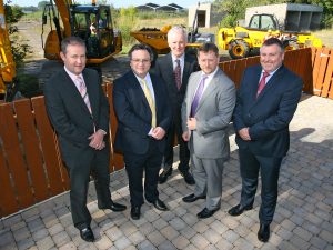 Maurice Johnston Chairman CITB NI, Minister Stephen Farry, John Armstrong CEF, Barry Neilson CITB NI and Michael Mulholland launching Qualifying the Existing Workforce and celebrating the 500th candidate.