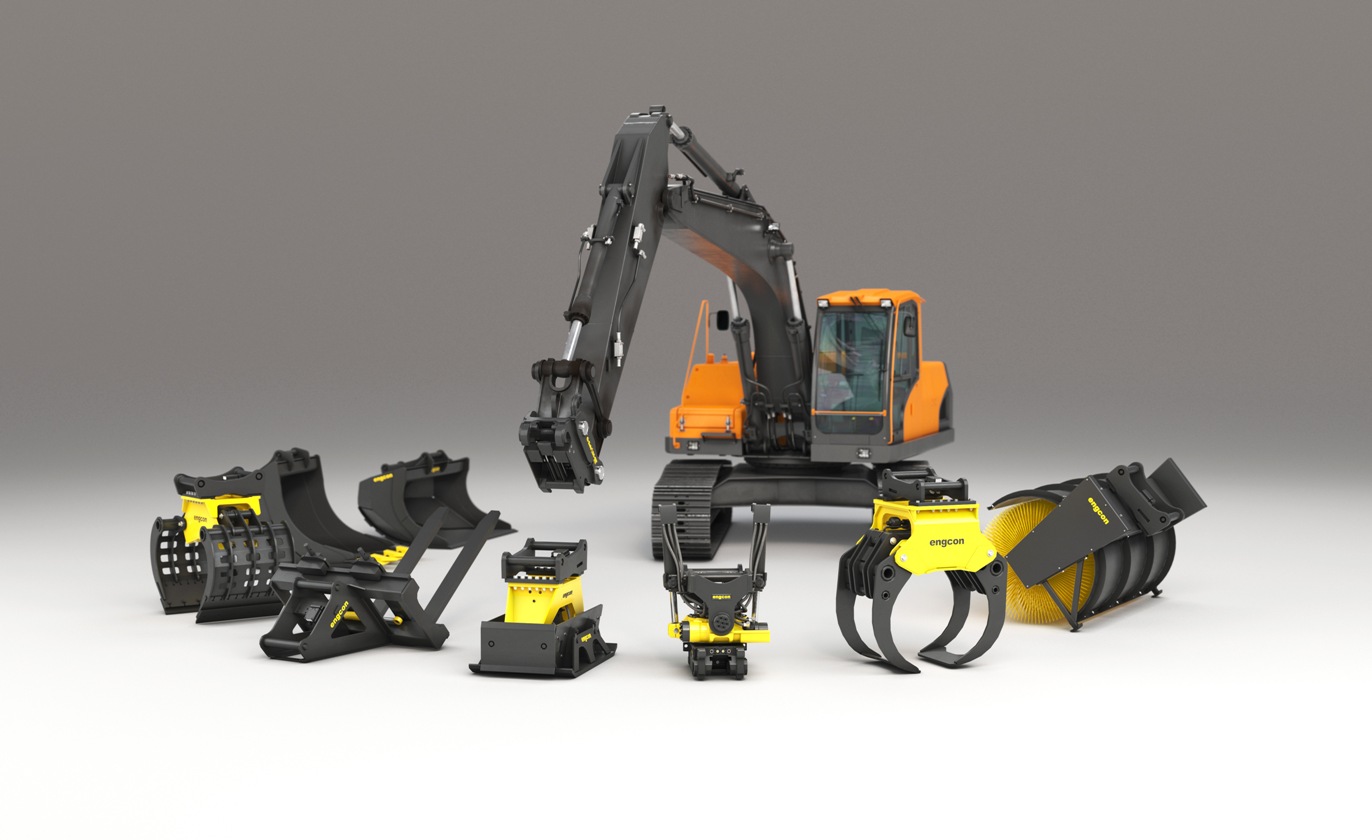 Engcon's automatic quick hitch system streamlines everyday excavator use