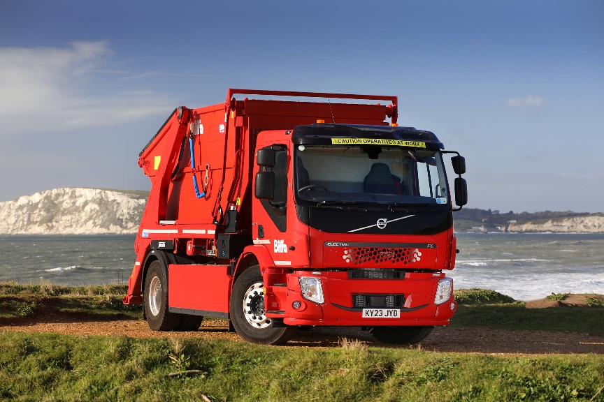 First Volvo FE Electric Skiploader For Biffa